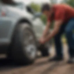 A mechanic demonstrating tire change techniques
