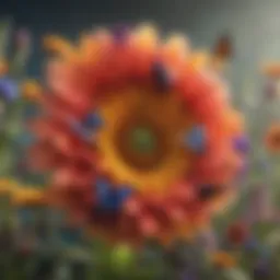Vibrant flower garden attracting pollinators
