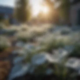 A lush garden protected from frost with covers