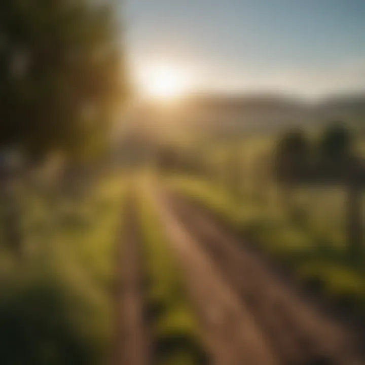 A vibrant agricultural landscape with fenced sections