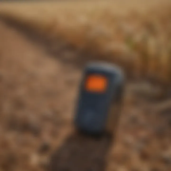 High-tech grain monitoring sensor in a field