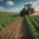 A vibrant field showcasing healthy crops treated with Green Cure fungicide under a clear blue sky