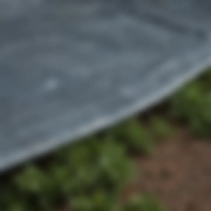 Close-up of a durable greenhouse tarp material showcasing its texture