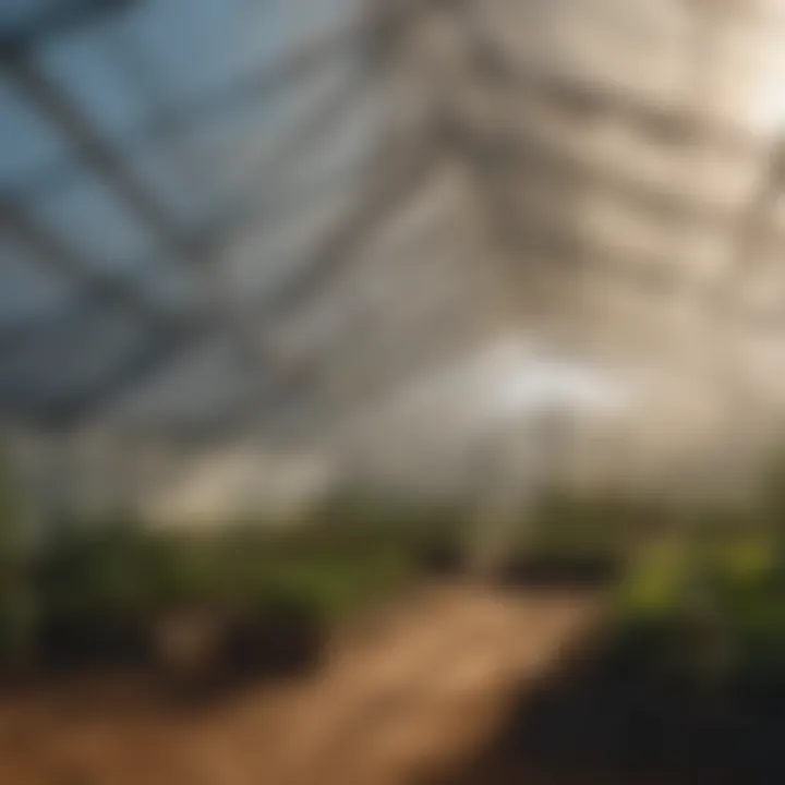 Different types of greenhouse tarp covers displayed under sunlight