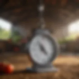 Precision measurement using an advanced hanging food scale in a farm setting