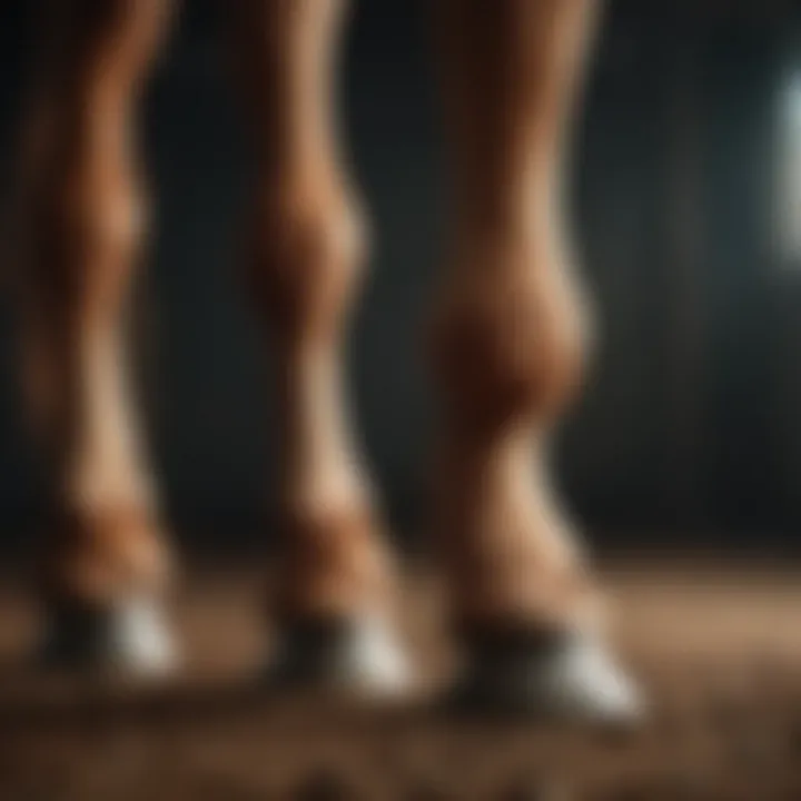 Close-up of healthy equine hooves