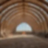 A modern hoop barn showcasing its construction materials.