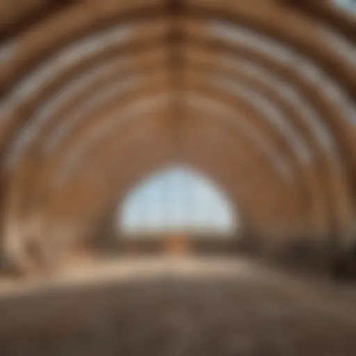 A modern hoop barn showcasing its construction materials.