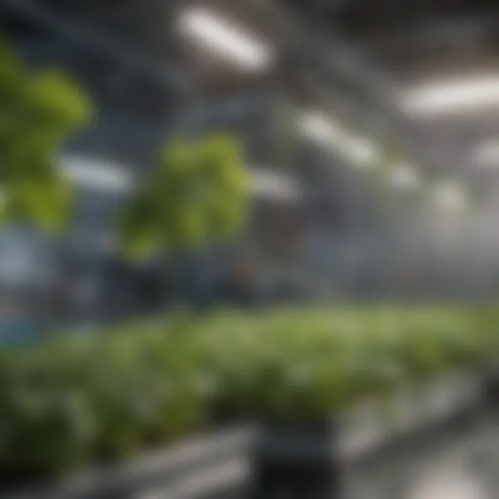 Close-up of a hydroponic system in action