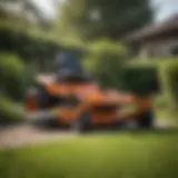 Sleek design of the Hustler Dash Zero Turn Mower showcased in a lush garden