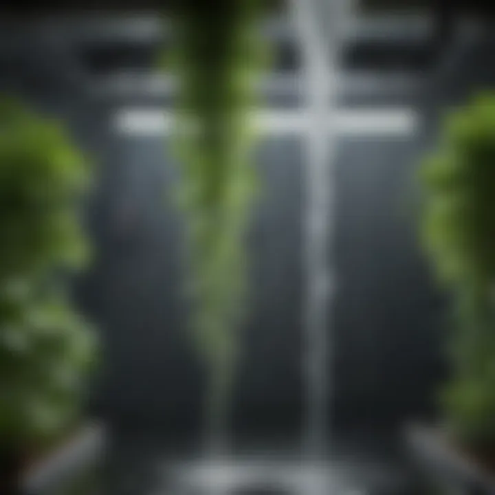 Close-up of nutrient-rich water flowing through a hydroponic system