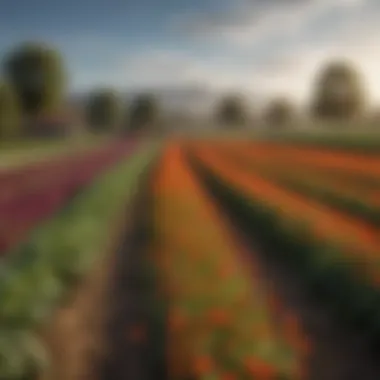Sustainable Crop Diversity A serene agricultural landscape showcasing diverse crops thriving without harmful herbicides.