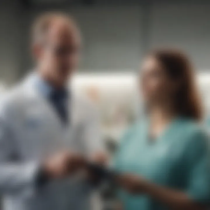 Healthcare professionals collaborating in a modern facility