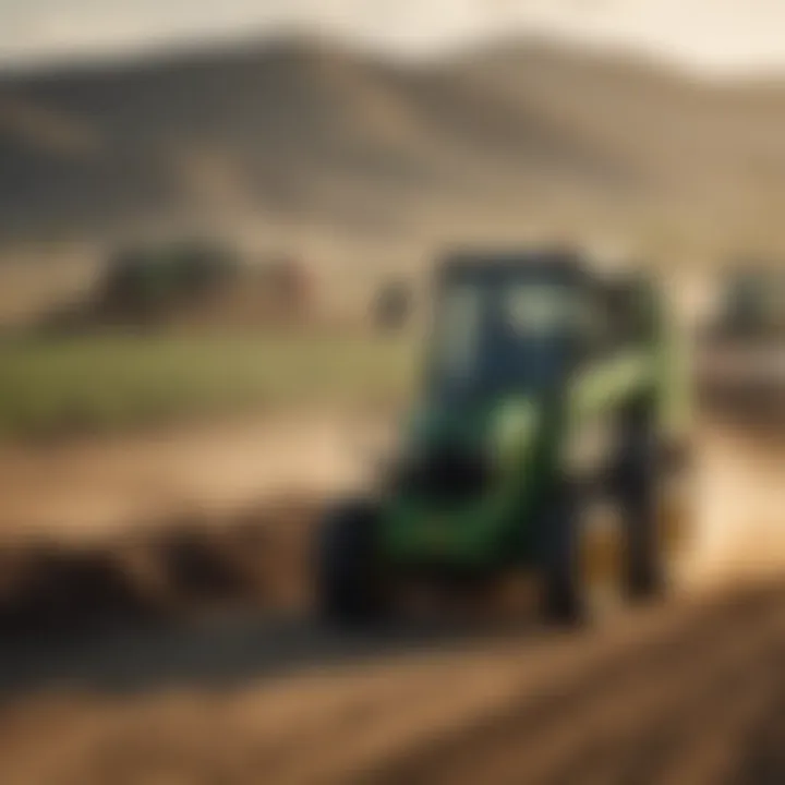 Operator utilizing John Deere compact skid steer in an agricultural setting