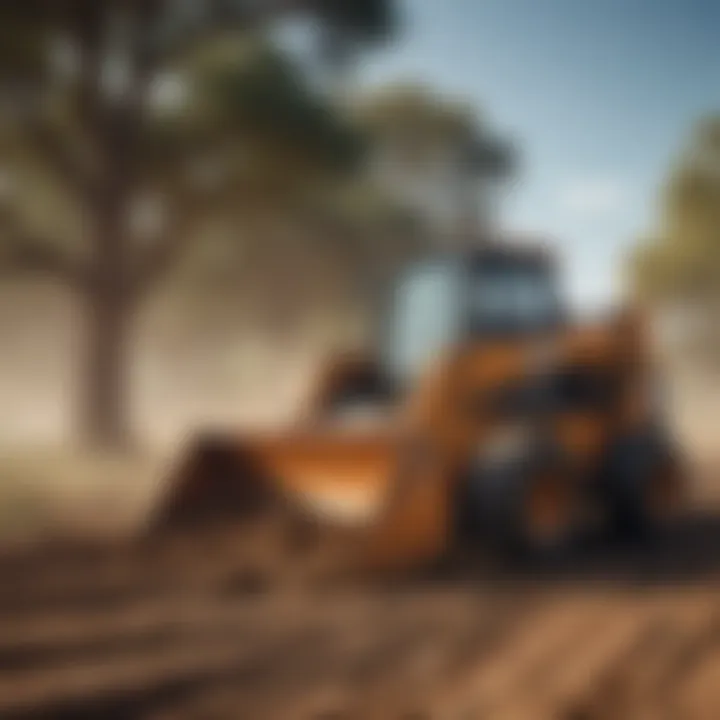 Land clearing demonstration using skid loader tree grinder