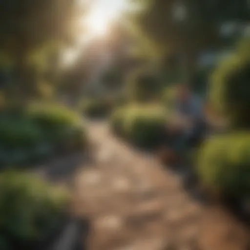 Professional landscaper designing a garden