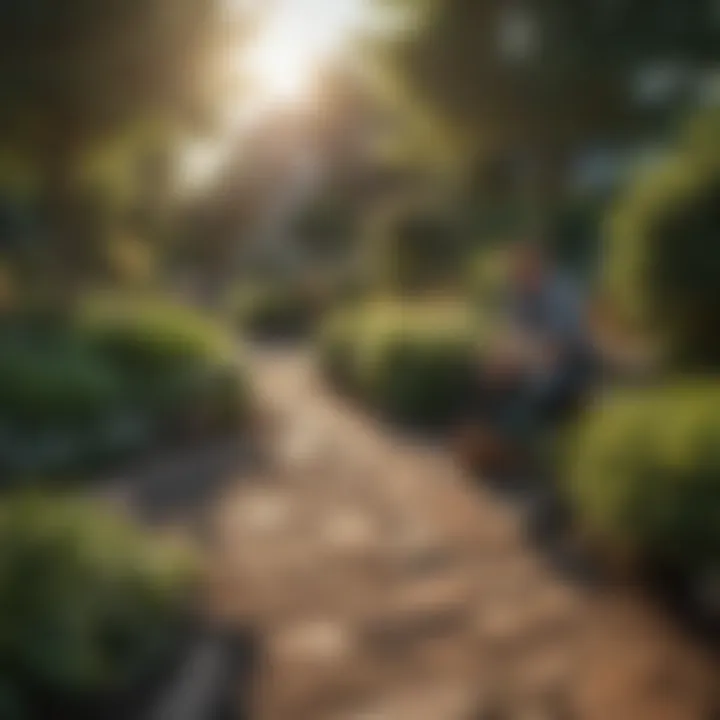Professional landscaper designing a garden