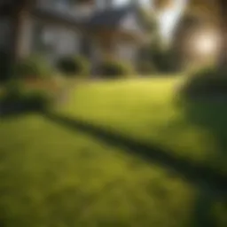 Lush green lawn after fall fertilization