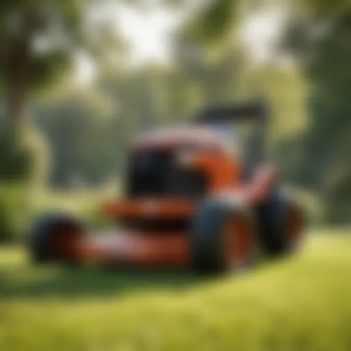 A well-maintained lawn mower on a vibrant lawn