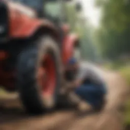 Mobile tractor mechanic service in action