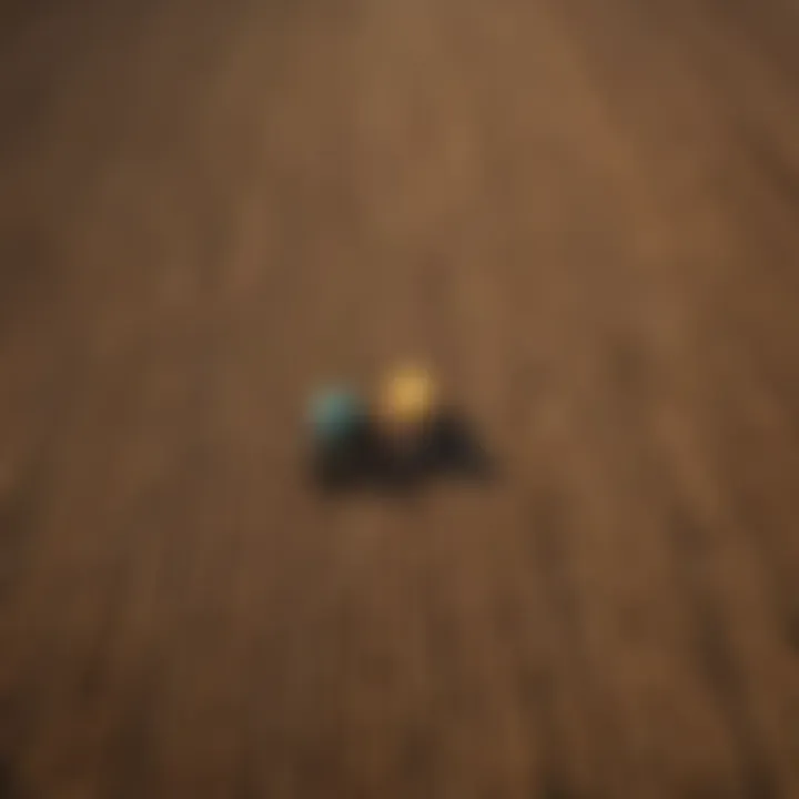 Aerial view of advanced machinery locators in a vast agricultural field