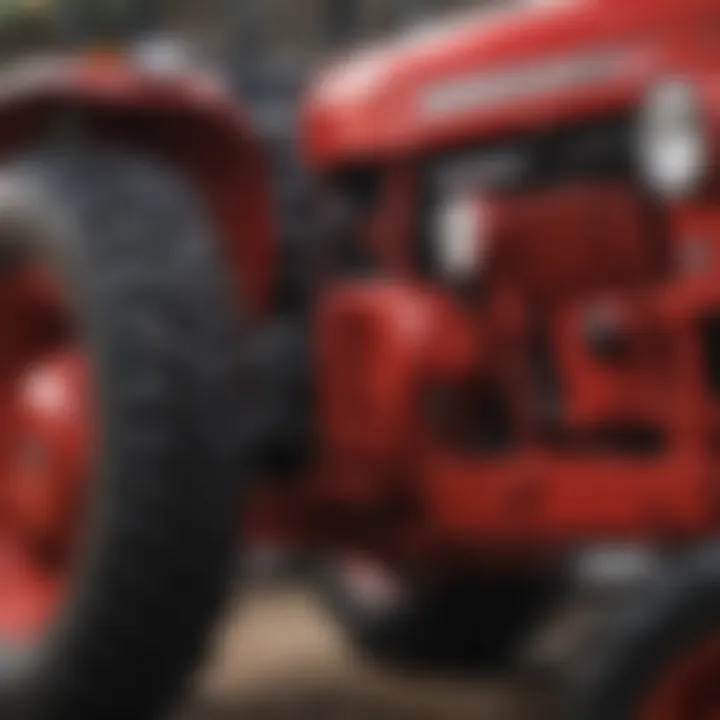 Close-up of Mahindra tractor features and specifications