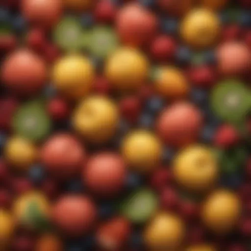 A vibrant assortment of fresh fruits for ice cream.