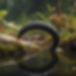 Close-up of a leech in a natural pond environment