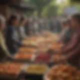 Community members participating in a food distribution event