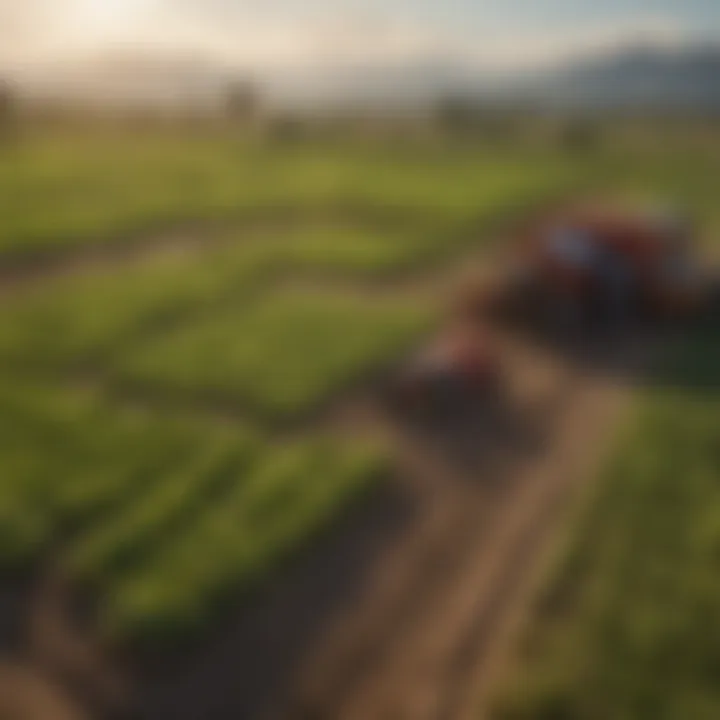 A scenic view of a farm implementing regenerative agricultural practices.