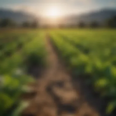 A vibrant field of diverse crops demonstrating sustainable agriculture practices.