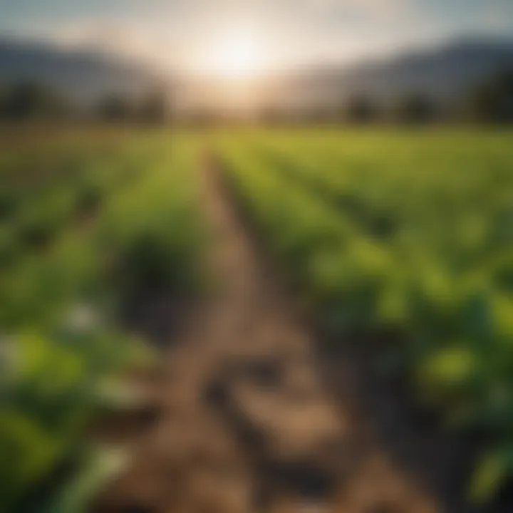 A vibrant field of diverse crops demonstrating sustainable agriculture practices.