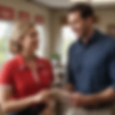 Client Interaction with State Farm Agent A friendly State Farm agent assisting a client