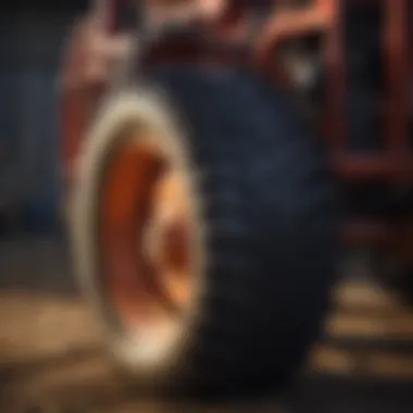 Close-up of farm equipment at auction