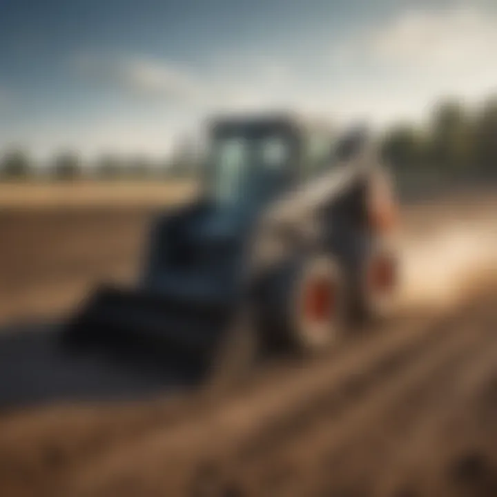 Skid steer operating in a field