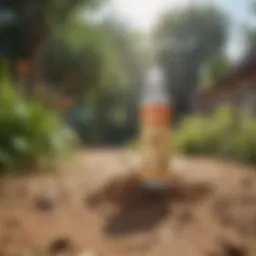 Eco-friendly non-toxic termite spray in a garden setting