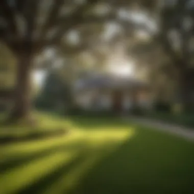 Landscape showcasing a healthy lawn of St. Augustine grass under tree cover.