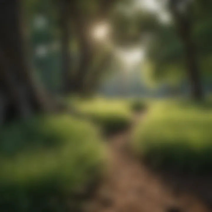 Lush green shade grass thriving under tree canopy