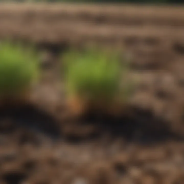 Close-up of soil composition with Bermuda grass roots