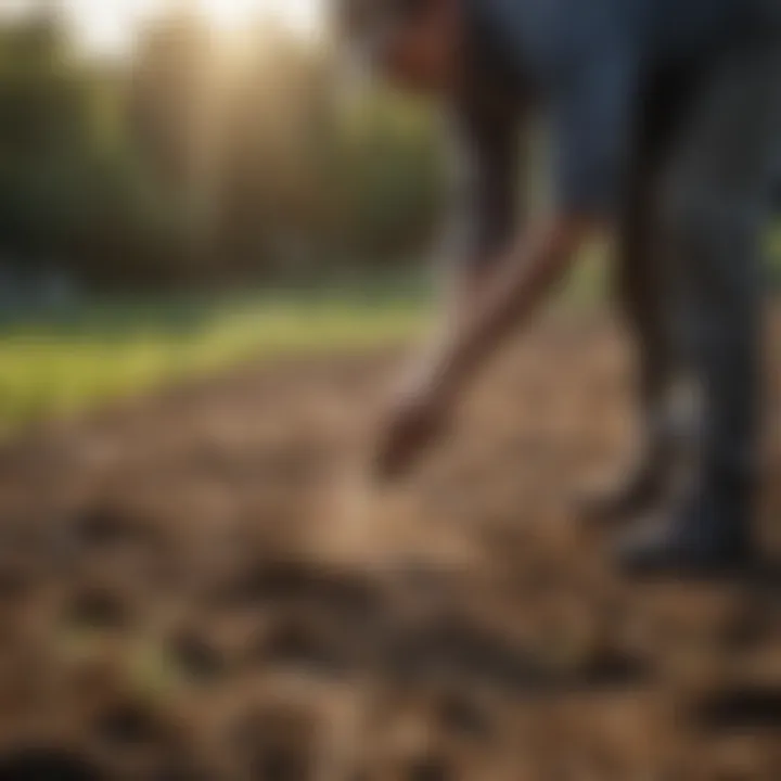 Farmer applying beneficial nematodes to the soil