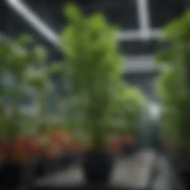 Thriving Plants in a Hydroponic Environment Hydroponic system showcasing thriving plants