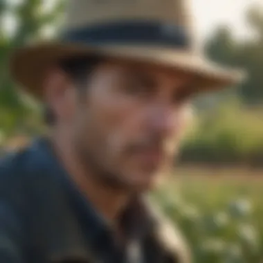 Innovative Technology for Pest Management A farmer utilizing modern technology for pest monitoring