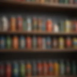 A diverse array of household pesticides neatly displayed on a shelf.