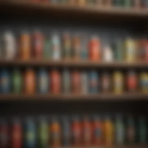 A diverse array of household pesticides neatly displayed on a shelf.