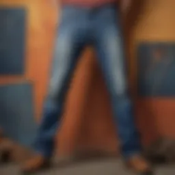 Rock n Roll Double Barrel Straight Jeans displayed against a vibrant backdrop