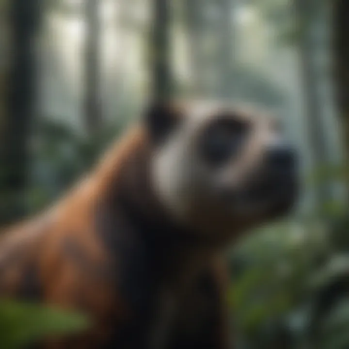 Illustration of endangered species in their natural habitat