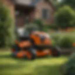 Overview of Scotts lawn care equipment in a garden setting