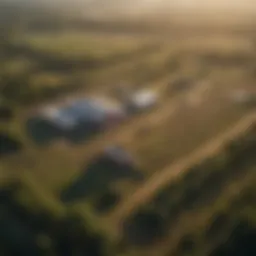 Aerial view of Marion, VA highlighting agricultural fields