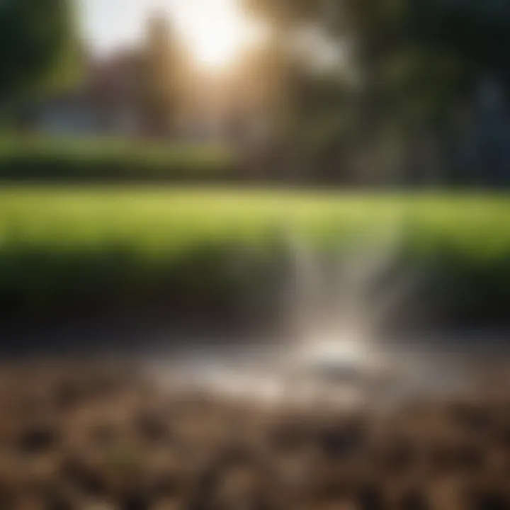 Irrigation system efficiently watering lawn