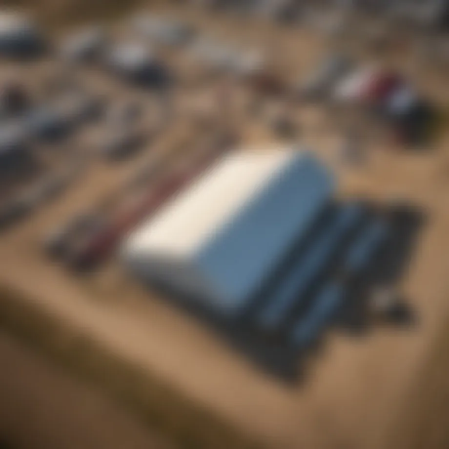 Aerial view of an agricultural auction site